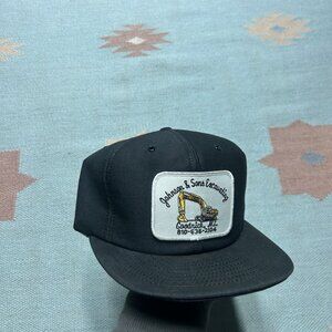 Vintage 70s 80s snapback hat cap Johnson & sons excavating Louisville black USA